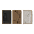 3D Textured Large Framed Neutral Abstract Wall Art Modern Geometric Wall Decor for Living Room Set of 3