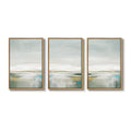 Large Framed Green Contemporary Abstract Nature Landscape Wall Art Modern Minimalist for Living Room Set of 3