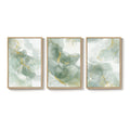 Large Framed Sage Green Modern Minimalist Abstract Wall Art for Living Room Set of 3