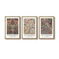 Large Framed William Morris Vintage Rustic Farmhouse Botanical Wall Art for Living Room Set of 3