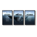 Framed Modern Navy Blue Quotes Motivational Inspirational Wall Art for Office Set of 3