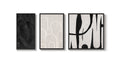 Framed Black and White Contemporary Abstract Modern Minimalist Canvas Wall Art for Living Room Set of 3