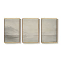 Framed Christian Jesus Leaves the 99 Sheep Neutral Beige Minimalist Canvas Wall Art Prints Set of 3