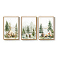 Framed Modern Farmhouse Forest Animal Wall Art Rustic Nature Cute Whimsical Bear Fox Rabbit Wall Decor for Nursery Set of 3