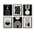 Framed Modern Abstract Black and White Boho Geometric Wall Art for Living Room Set of 6