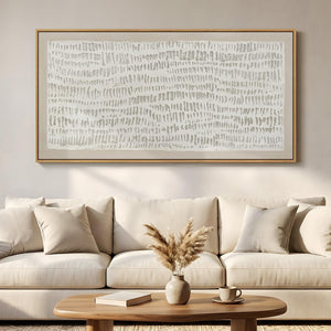 Large Framed Wabi Sabi Neutral Beige Modern Minimalist Abstract Vertical Wall Art for Hallway