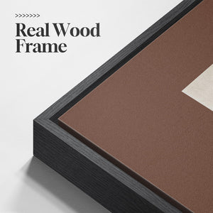 Framed Neutral Abstract Mid Century Modern Minimalist Brown Wall Art for Bedroom Set of 2
