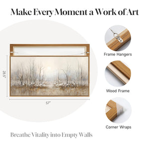 Large Framed Neutral Abstract Landscape Forest Scenic Wall Art for Living Room