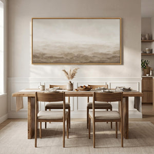Large Framed Rustic Landscape Neutral Beige Brown Abstract Minimalist Wall Art for Living Room