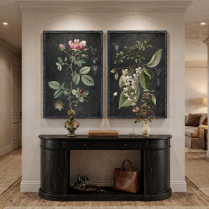 Large Framed Vintage Floral Botanical Retro Rustic Farmhouse Wall Art for Living Room Set of 2