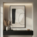 Framed Modern Black White Beige Neutral Minimalist Abstract Wall Art for Living Room
