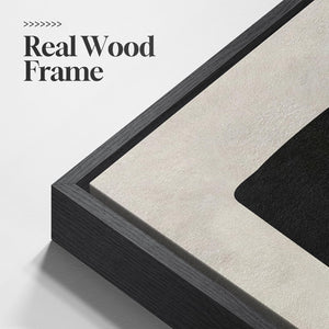 Framed Modern Black White Beige Neutral Minimalist Abstract Wall Art for Living Room