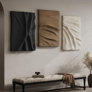 Large 3D Modern Minimalist Neutral Abstract Textured Wall Art for Living Room Set of 3