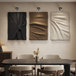 Large 3D Modern Minimalist Neutral Abstract Textured Wall Art for Living Room Set of 3