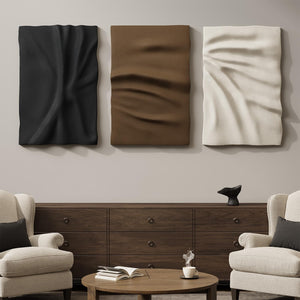 Large 3D Modern Minimalist Neutral Abstract Textured Wall Art for Living Room Set of 3