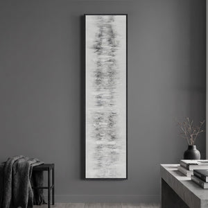 Framed Long Narrow Black and White Minimalist Contemporary Abstract Vertical Wall Art