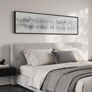 Framed Long Narrow Black and White Minimalist Contemporary Abstract Vertical Wall Art