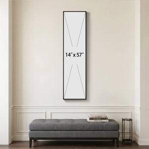 Framed Long Narrow Black and White Minimalist Contemporary Abstract Vertical Wall Art
