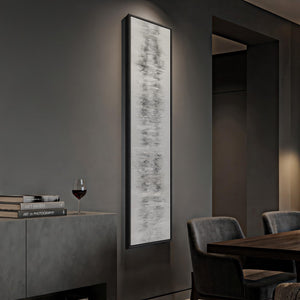 Framed Long Narrow Black and White Minimalist Contemporary Abstract Vertical Wall Art