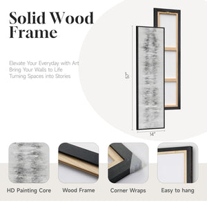 Framed Long Narrow Black and White Minimalist Contemporary Abstract Vertical Wall Art