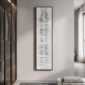 Framed Long Narrow Black and White Minimalist Contemporary Abstract Vertical Wall Art