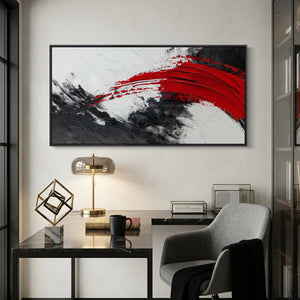 Extra Large Framed Red Black White Modern Minimalist Abstract Wall Art for Living Room