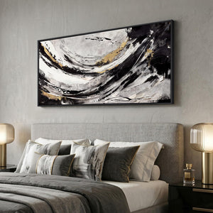 Extra Large Framed Black and White Modern Abstract Wall Art for Living Room