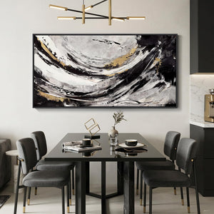 Extra Large Framed Black and White Modern Abstract Wall Art for Living Room