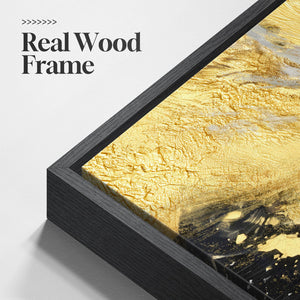 Large Framed Black White and Gold Abstract Contemporary Vertical Wall Art for Hallway