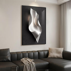 Large Framed Black and White Elegant Modern Minimalist Abstract Wall Art for Living Room