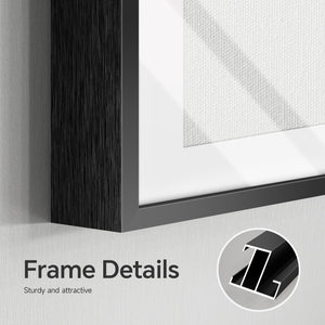 Framed Coastal Beach Black and White Wall Art for Living Room Set of 4