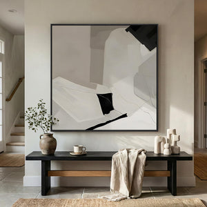 Extra Large Framed Black White Modern Neutral Minimalist Abstract Wall Art for Living Room