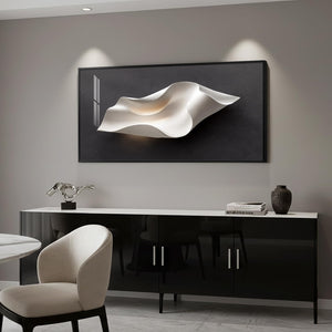 Large Framed Black and White Abstract Wall Art Minimalist Painting for Living Room