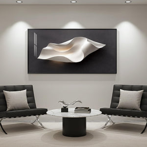 Large Framed Black and White Abstract Wall Art Minimalist Painting for Living Room