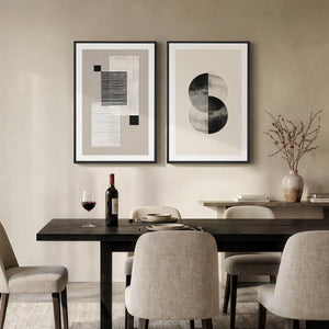 Large Framed Neutral Modern Minimalist Abstract Wall Art for Living Room Set of 2