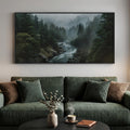 Large Framed Moody Misty Forest Landscape Photography Wall Art for Living Room