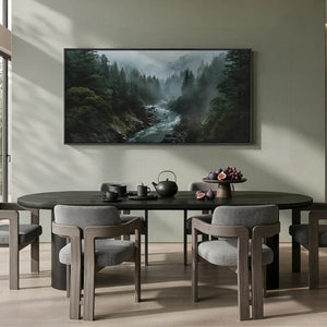 Large Framed Moody Misty Forest Landscape Photography Wall Art for Living Room