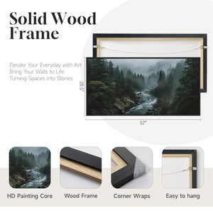 Large Framed Moody Misty Forest Landscape Photography Wall Art for Living Room