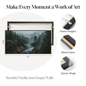Large Framed Moody Misty Forest Landscape Photography Wall Art for Living Room