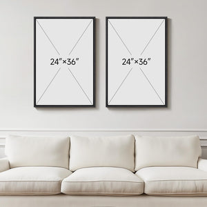 Large Framed Blue Gray Modern Minimalist Abstract Wall Art for Living Room Set of 2