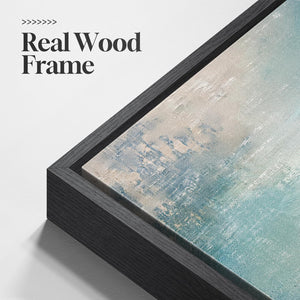 Large Framed Modern Abstract Coastal Ocean Landscape Wall Art Blue Vertical Art Print