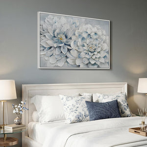 Framed Modern Blue and White Natural Floral Wall Art for Bedroom