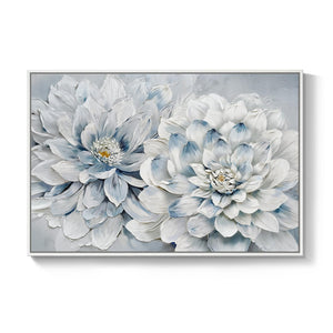 Framed Modern Blue and White Natural Floral Wall Art for Bedroom