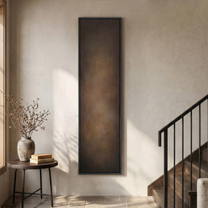 Large Framed Long Narrow Brown Abstract Moody Rustic Modern Minimalist Vertical Wall Art for Living Room