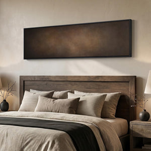 Large Framed Long Narrow Brown Abstract Moody Rustic Modern Minimalist Vertical Wall Art for Living Room
