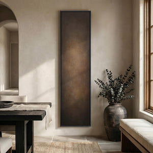Large Framed Long Narrow Brown Abstract Moody Rustic Modern Minimalist Vertical Wall Art for Living Room