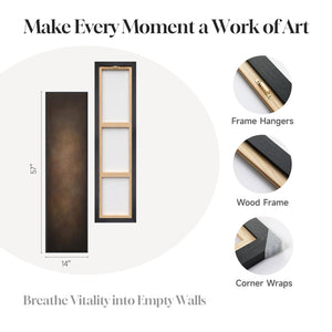 Large Framed Long Narrow Brown Abstract Moody Rustic Modern Minimalist Vertical Wall Art for Living Room