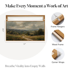 Extra Large Framed Retro Neutral Vintage Rustic Farmhouse Landscape Wall Art for Living Room