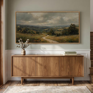 Extra Large Framed Retro Neutral Vintage Rustic Farmhouse Landscape Wall Art for Living Room