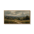 Extra Large Framed Retro Neutral Vintage Rustic Farmhouse Landscape Wall Art for Living Room